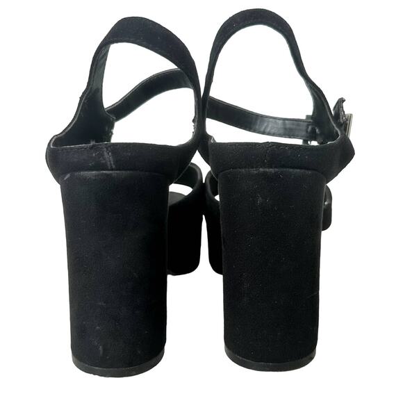 Charles David Open Toe Block Platform Heels, Suede Black Sandals Size 8.5 - Picture 3 of 10